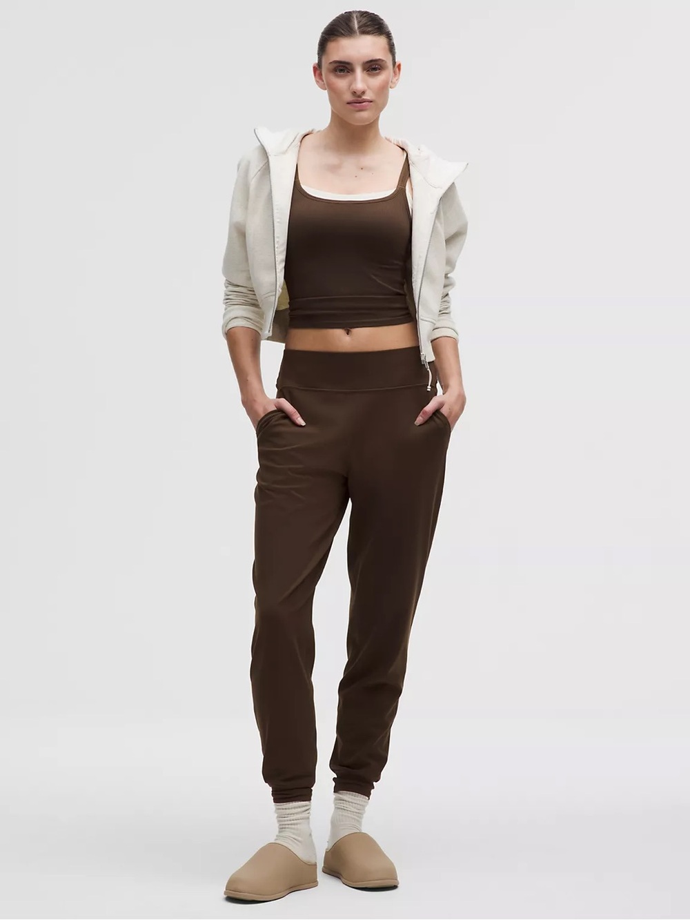 lululemon Size 12 Align High-Rise Joggers Pants in Brown with Pockets